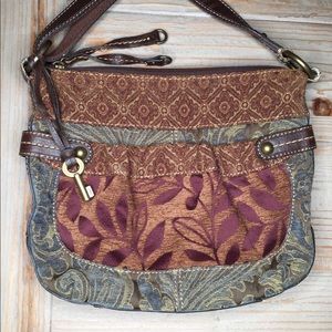 FOSSIL Cloth & Leather Crossbody Handbag